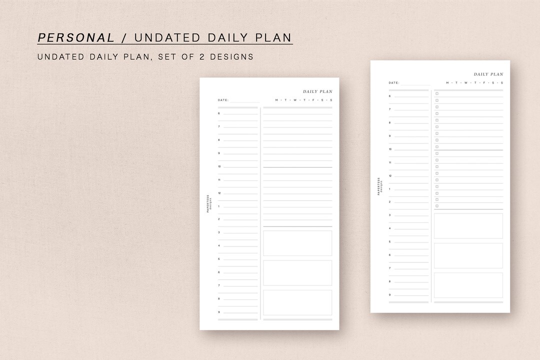 PERSONAL - UNDATED Daily Plan, Minimal Design, Printable Inserts - Etsy