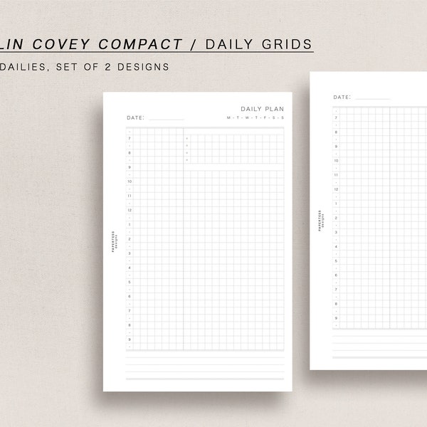 FC Compact - UNDATED DAILY Grids - Franklin Covey Compact - printable inserts