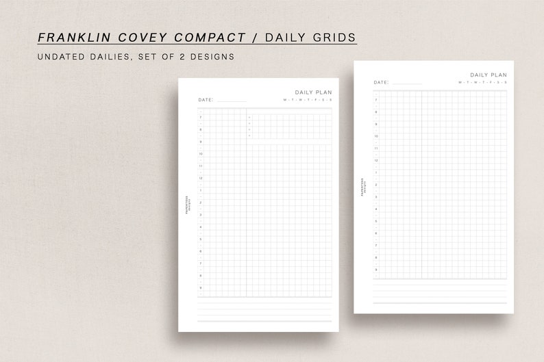 FC Compact - Griglie GIORNALIERE NON DATATE - Franklin Covey Compact - inserti stampabili