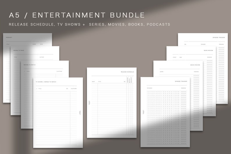 A5 ENTERTAINMENT BUNDLE, printable insert image 1