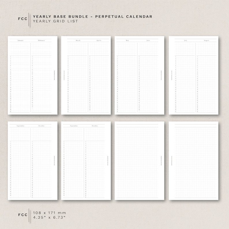 FC Compact - Yearly BASE Bundle - Perpetual Calendar - Undated ...