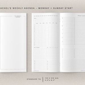 Standard TN - Rachel&#39;s Weekly - minimal design, printable insert