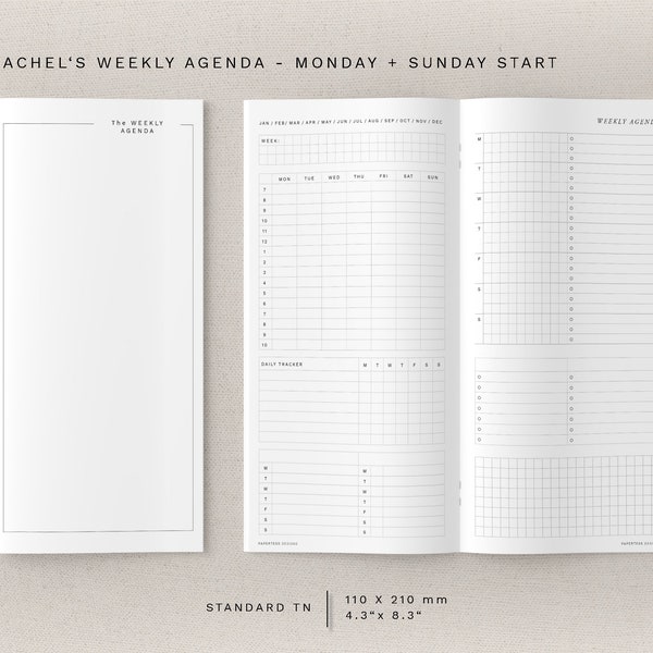 Standard TN - Rachels Weekly - minimal design, printable insert