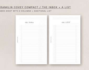 May include: A printable planner page with two sections, "the Inbox" and "the LIST". The Inbox section has four columns and the LIST section has one column. Both sections have lines for writing.