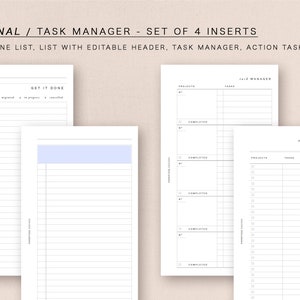 PERSONAL Task Manager Set minimal design, printable insert image 1