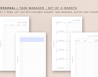 PERSONAL - Task Manager - Set - minimal design, printable insert