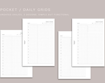 POCKET - UNDATED DAILY Grids, printable inserts