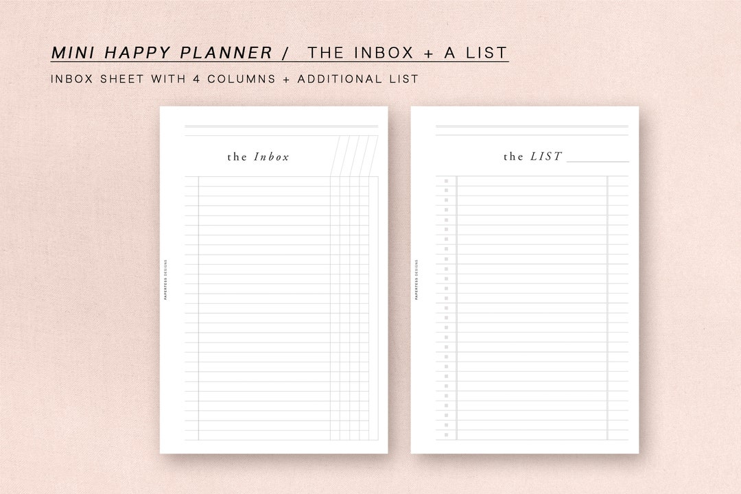 Mini HP - the INBOX and a LIST - Minimal Design, Printable Insert - Etsy