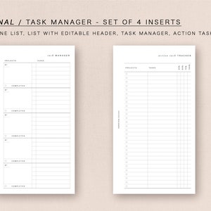 PERSONAL Task Manager Set minimal design, printable insert image 3