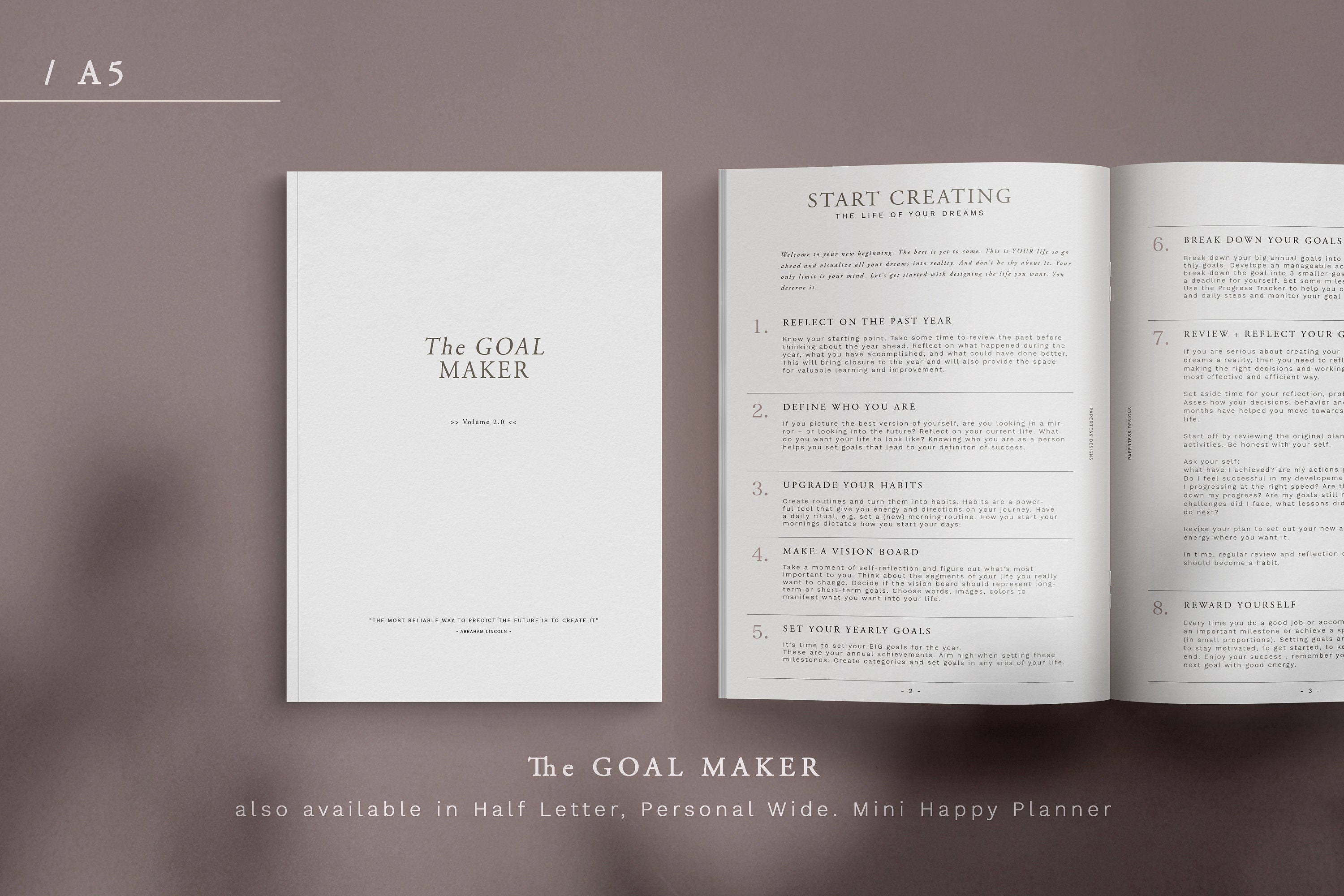 A5 - The Goal-Maker- A5 size - minimal design, printable insert