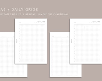 A6 - UNDATED DAILY Grids - printable inserts