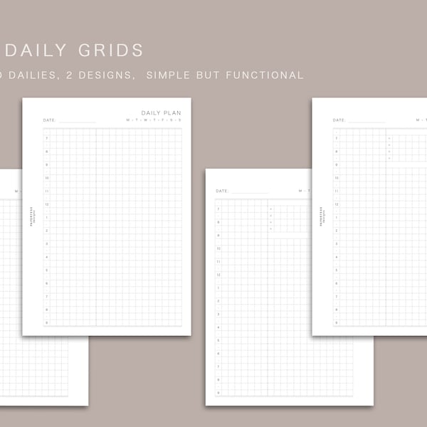A6 - UNDATED DAILY Grids - printable inserts