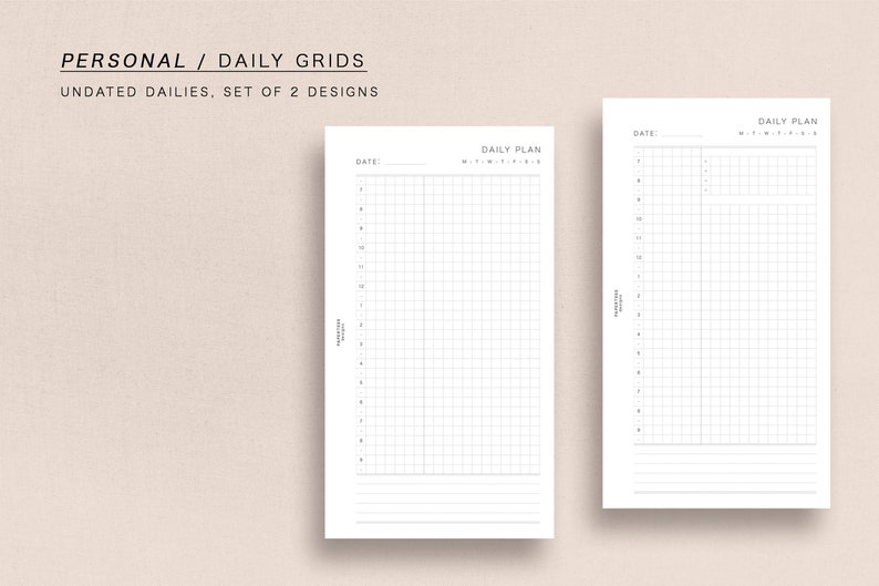 Daily Plan Grid PERSONAL - UNDATED Daily Grids, Printable Inserts - Etsy Canada