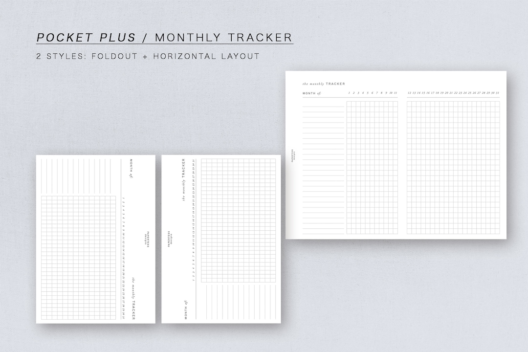 Pocket Plus - Monthly Tracker - Minimal Design, Printable Insert - Etsy