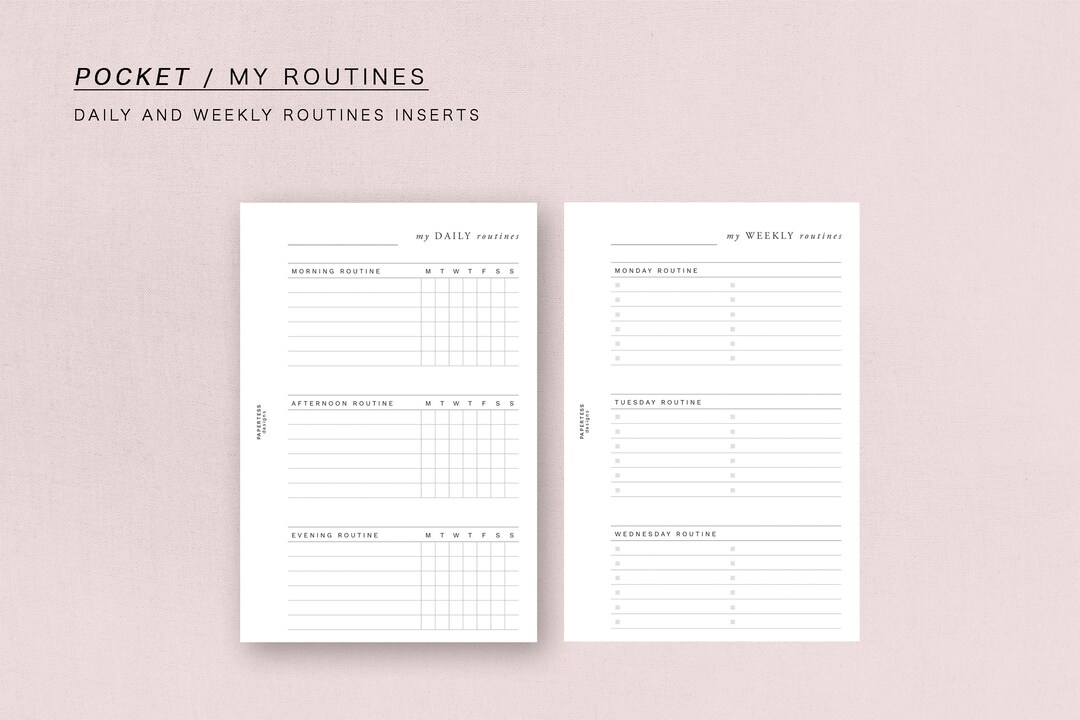POCKET - My Daily + Weekly Routines Tracker - Minimal Design, Printable ...