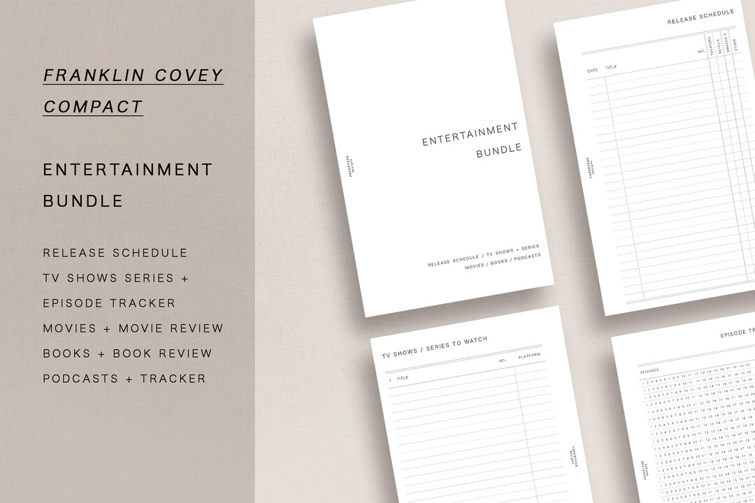 FC Compact - ENTERTAINMENT BUNDLE, Franklin Covey Compact, Printable ...