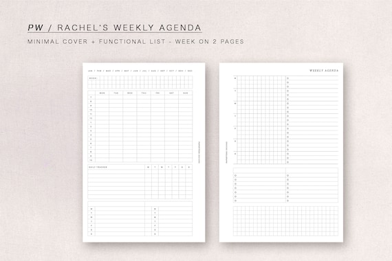 Personal Wide Rachels Weekly Agenda Week on 2 Pages, Minimal