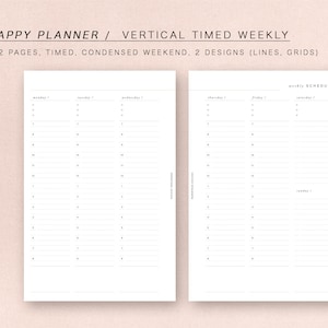 MINI HP - Vertical Timed Weekly - Week on 2 Pages, Minimal Design ...