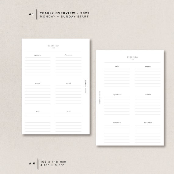 Calendars & Planners Monday printable insert minimal design Sunday ...