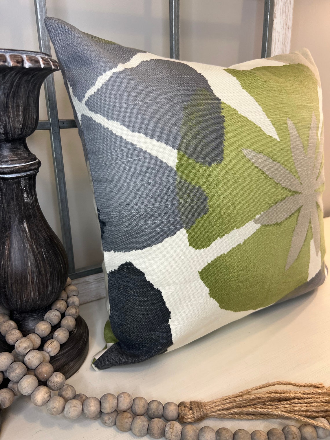 Designer Green and Grey Indoor Pillow Cover Green Cotton - Etsy