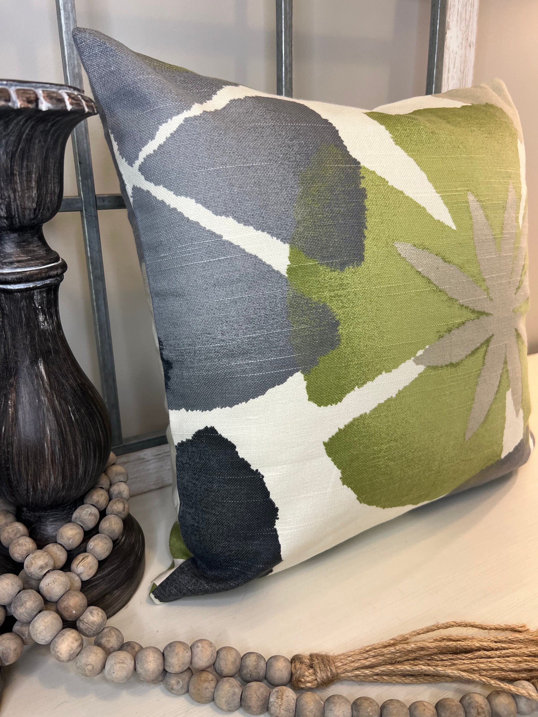 Designer Green and Grey Indoor Pillow Cover Green Cotton - Etsy