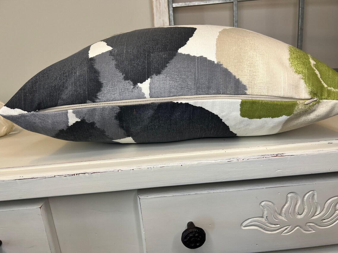 Designer Green and Grey Indoor Pillow Cover Green Cotton Etsy