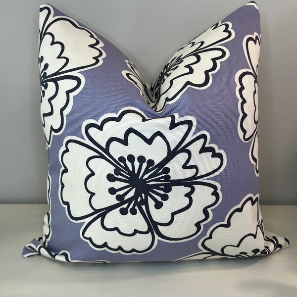 P Kaufmann Snappy Poppy Pillow Cover, Designer Periwinkle Pillow Cover