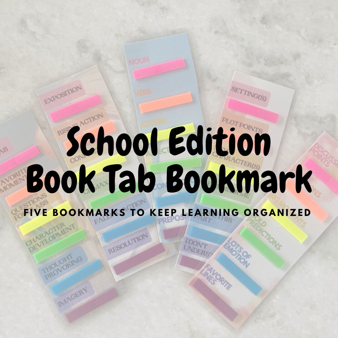 Book Tab Bookmarks: School Edition - Etsy