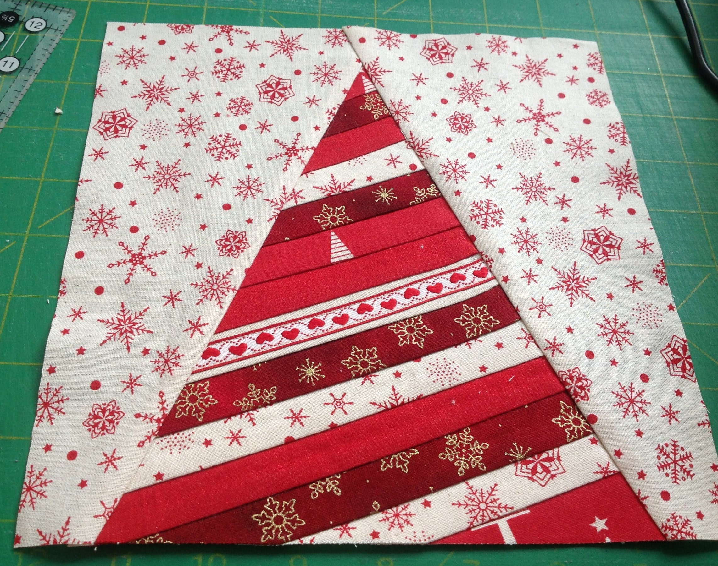 Christmas Tree Patchwork Cushion with Buttons and Envelope Etsy