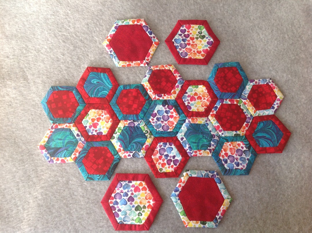 Quilt as You Go Hexagon Tablemat and Coasters Kit Rainbow Etsy