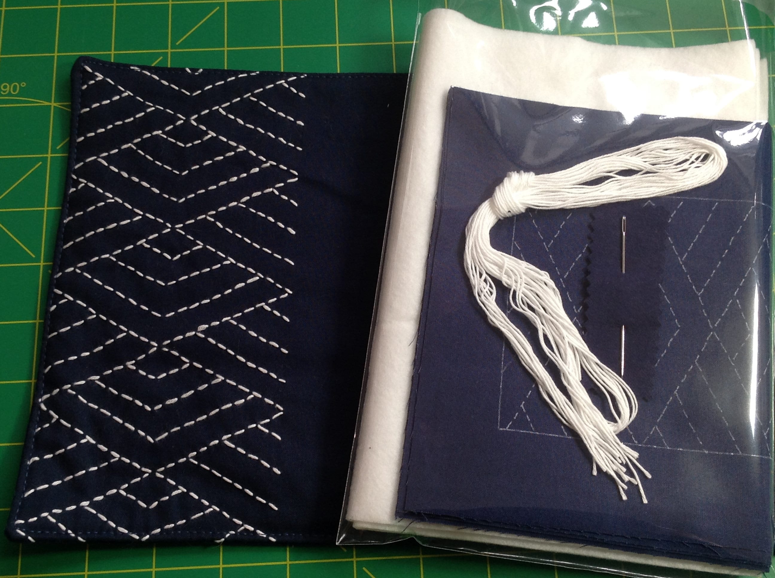 Sashiko Placemat Kit Makes 2 Navy Etsy UK