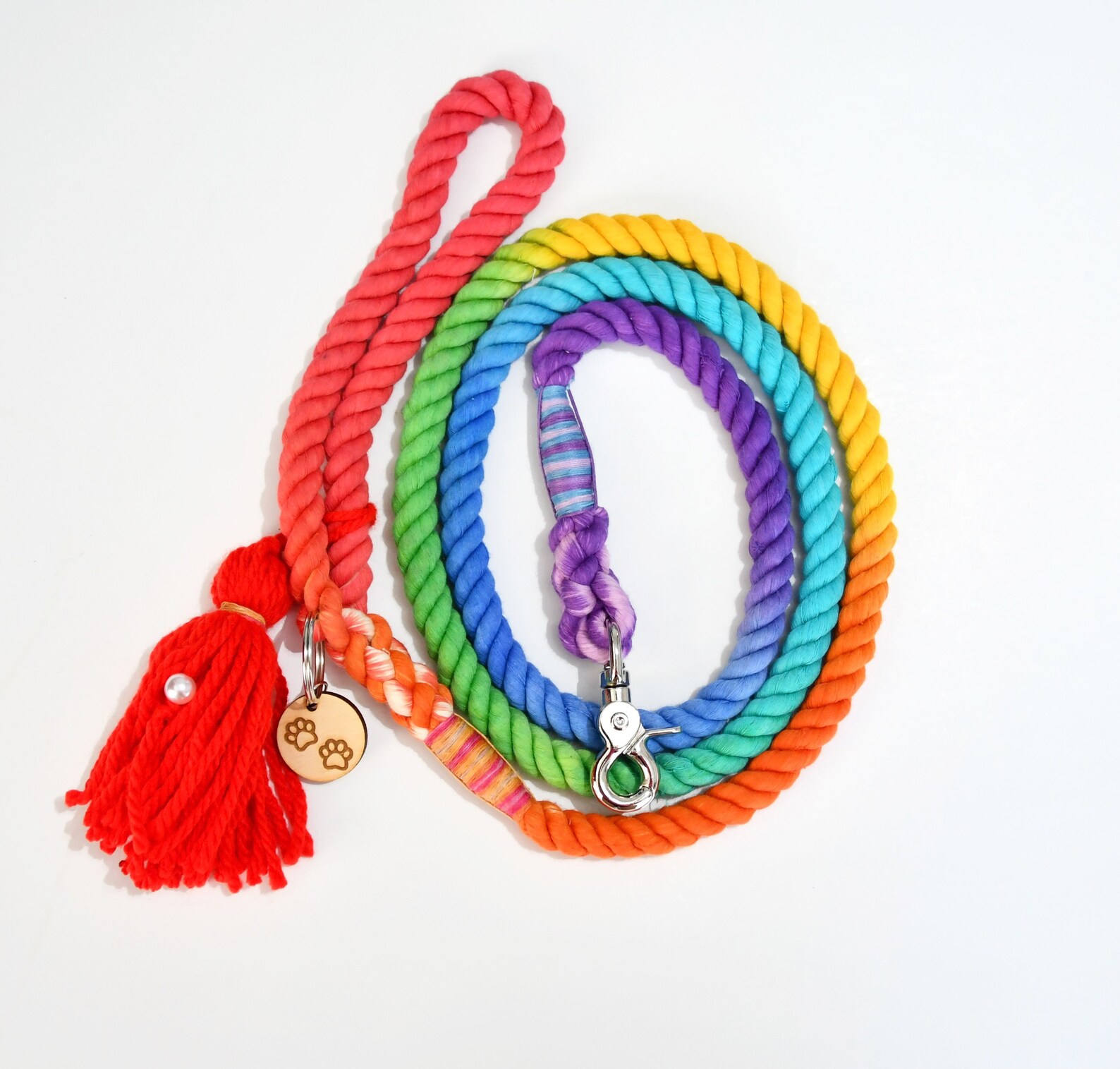 Rainbow Leash / Rainbow Cotton Leash / Natural Cotton Rope Dog Etsy