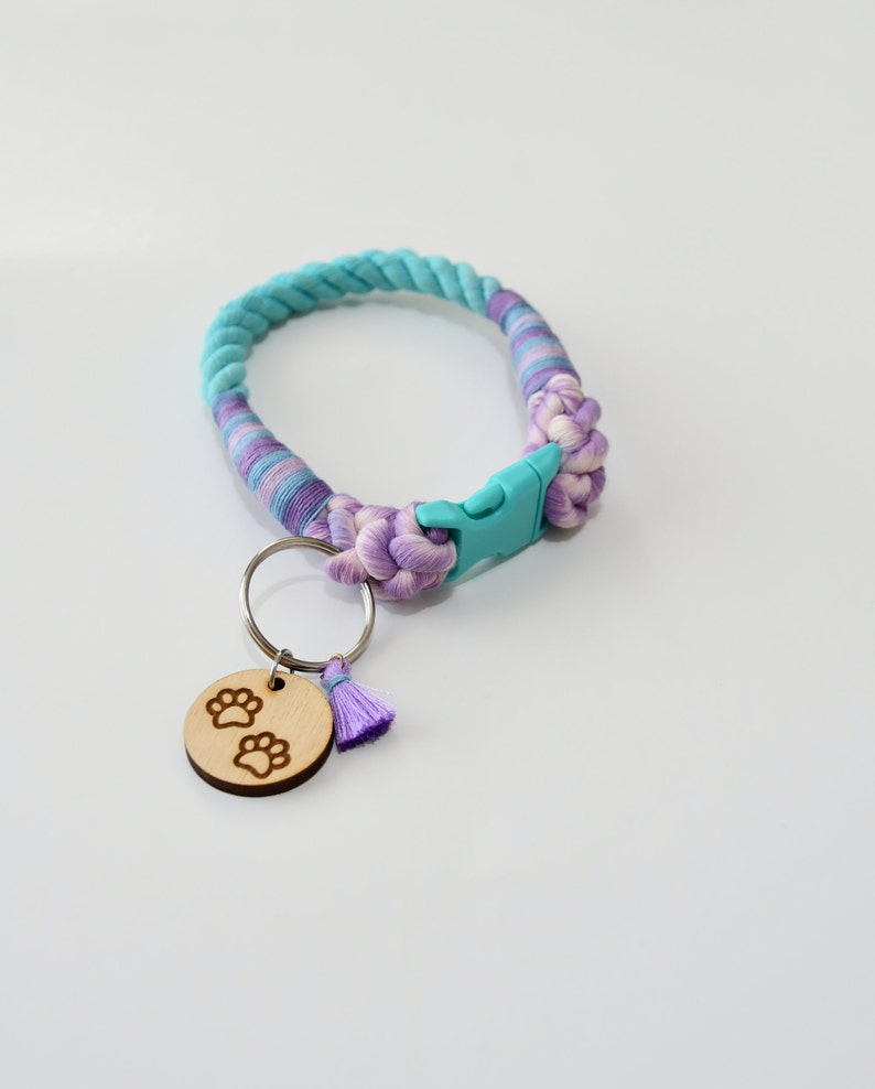 Ombre Rope COLLAR / Buckle Collar / Natural Cotton Rope Dog Etsy
