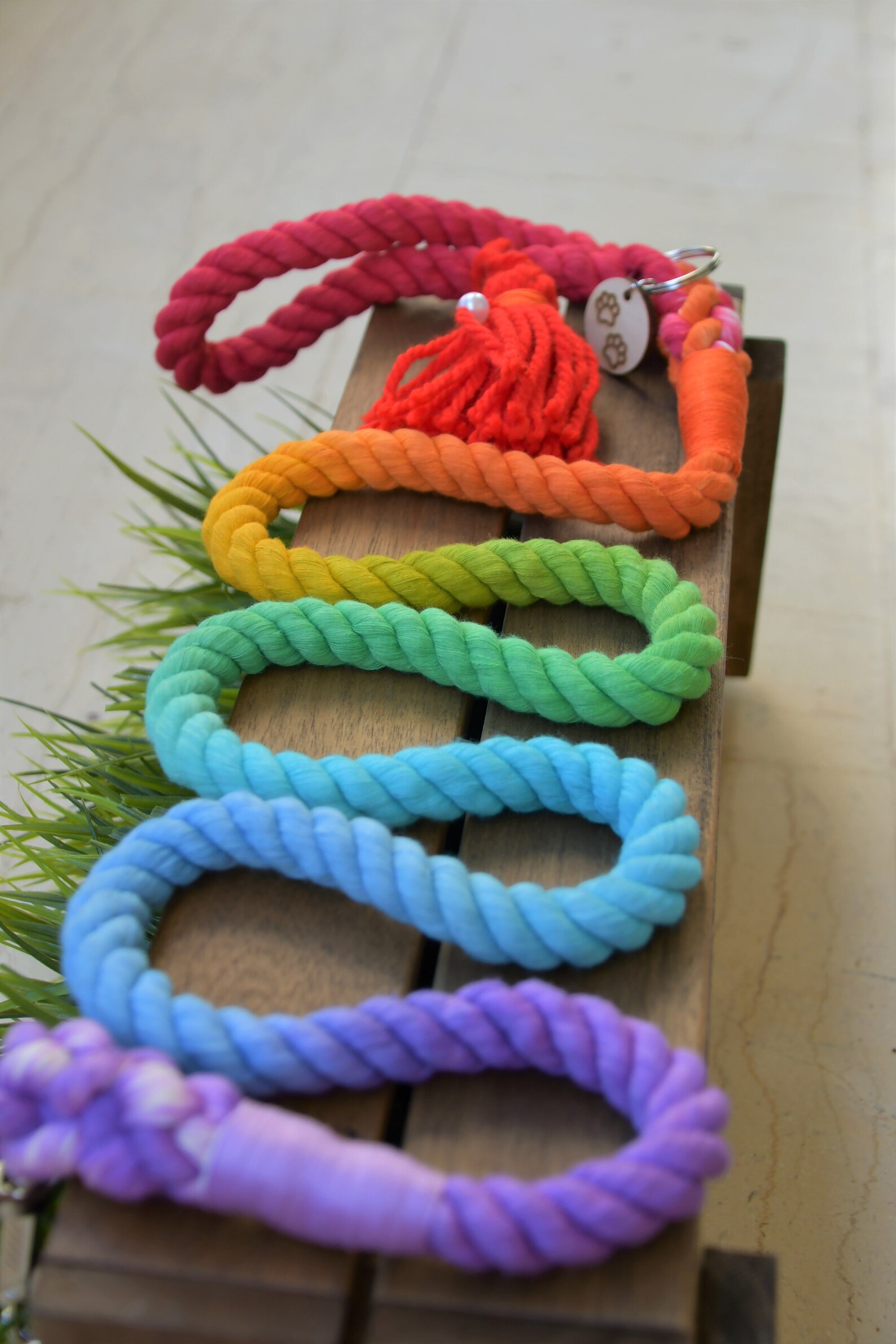 Rainbow Leash / Rainbow Cotton Leash / Natural Cotton Rope Dog Etsy