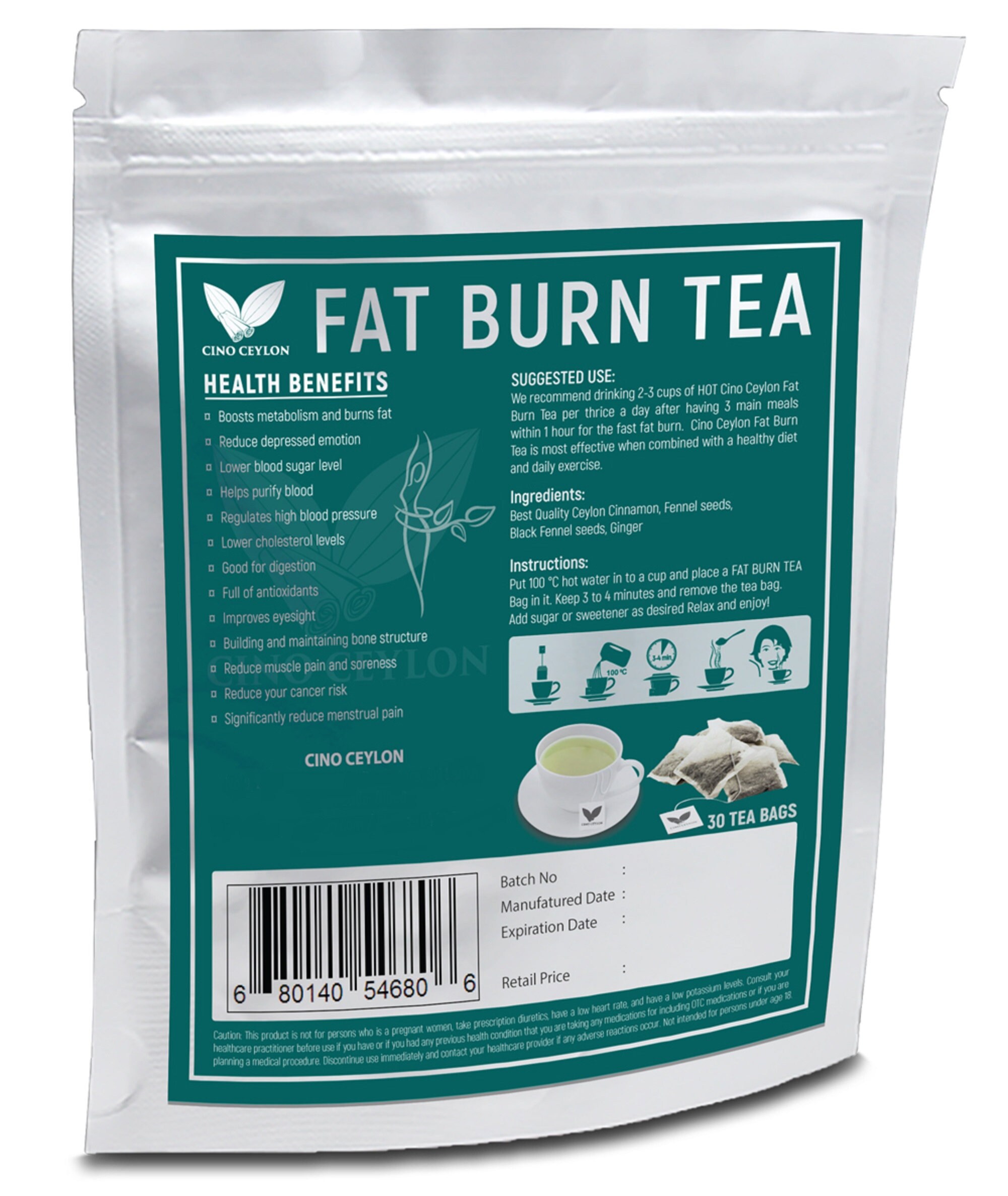 Fat Burning TEA 30 BAGS Best ingredients for Speedy Weight Etsy