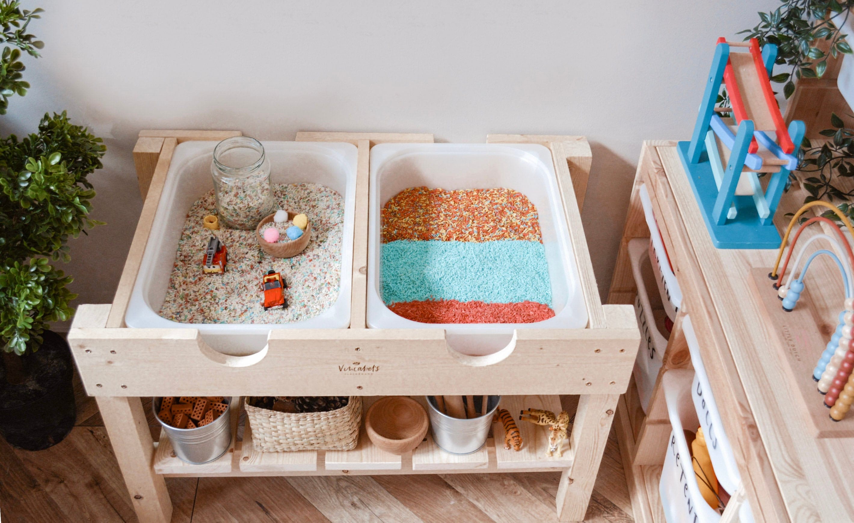 Simple DIY Water Table or Sensory Bin with Bottle Cap Letters - Living  Montessori Now