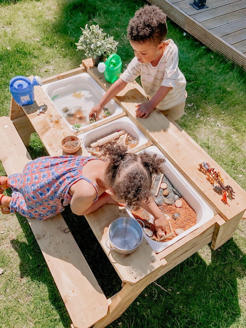 Sensory Table Wooden Kids Bench Childrens Picnic Bench Sensory - Etsy
