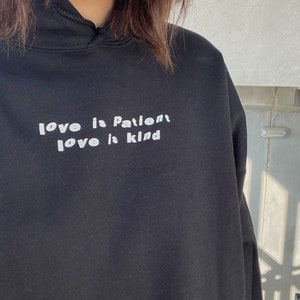 love is patient, love is kind hoodie | burnt orange | black |