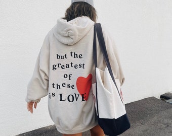 the greatest of these is love hoodie | sand | black | brown | ash | light puff-print |