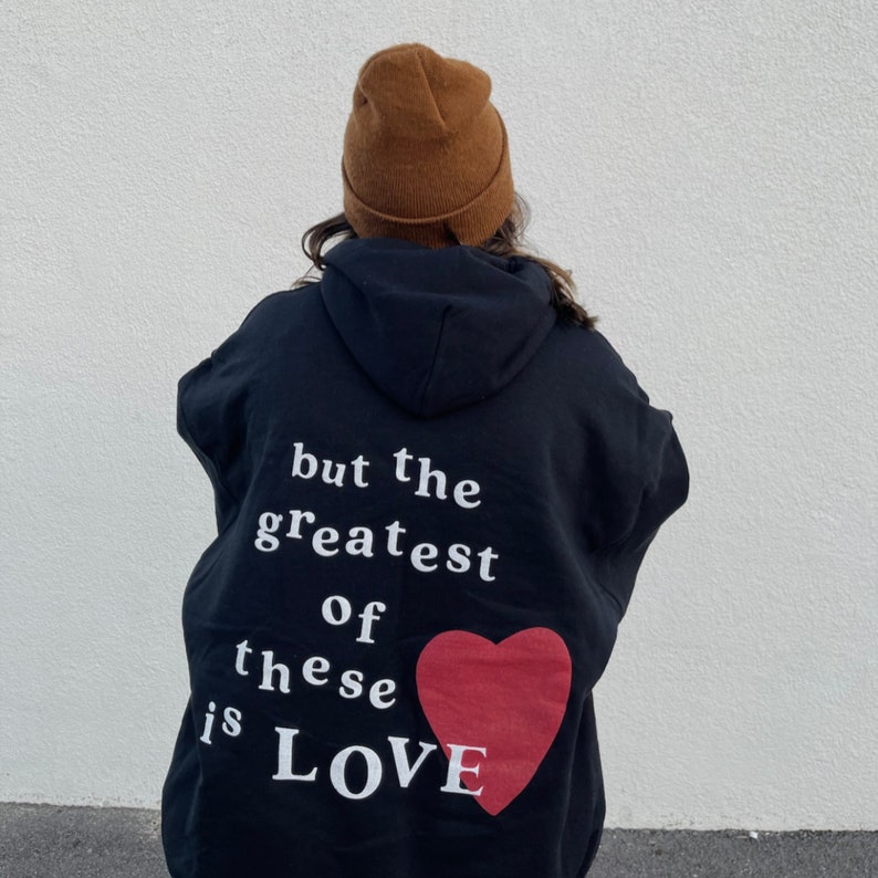 the greatest of these is love hoodie sand black brown ash light puff-print image 10