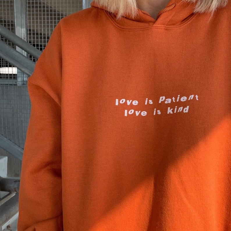 Love is patient love is kind hoodie burnt orange black Etsy