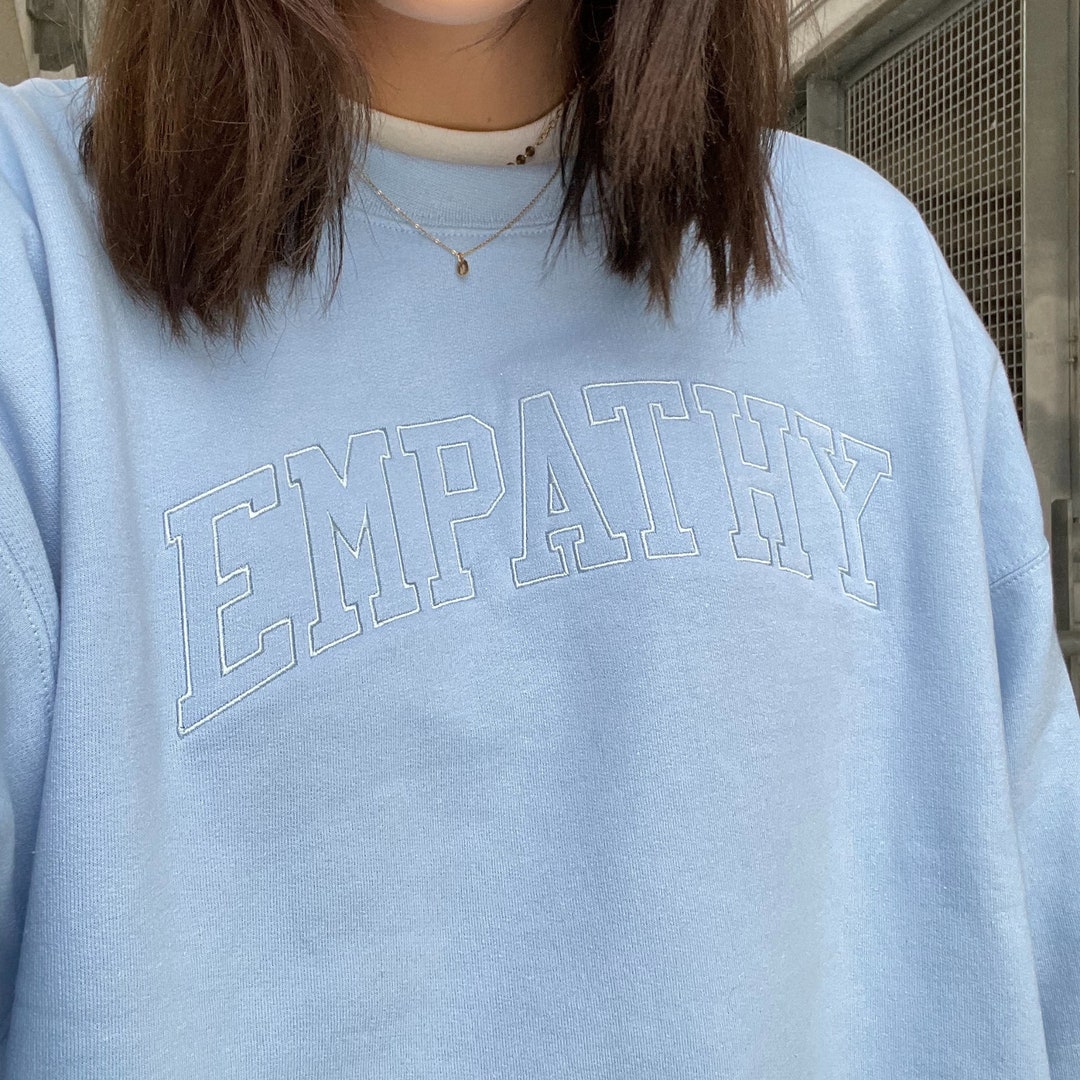 Empathy Two-toned Embroidered Sweatshirt Light Blue Forest - Etsy