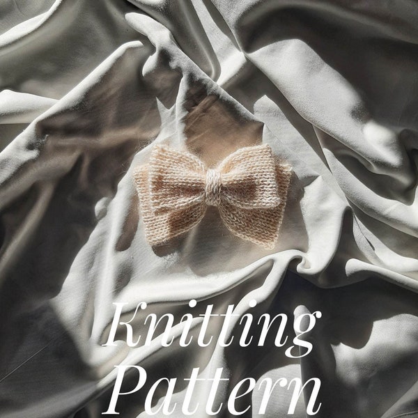 Double Bow Knitting Pattern, Mohair Baby Hair Bow / Neck Bow Tie Pattern, Easy Photo Prop Tutorial, Winter Hair Accessories Pattern