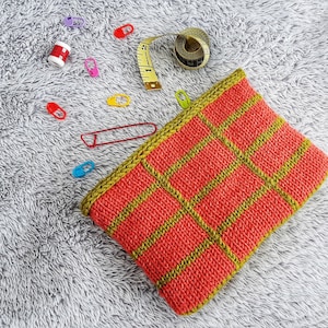 Knitting Pattern For Small Bag, Knitting Pattern The Plaid Clutch, Hand Knit Plaid Clutch Pattern, Clutch Bag Knitting Pattern,