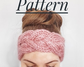 Wide Winter Headband Knitting Pattern, Cable Knit Headband Pattern, Chunky Knit Earwarmer PDF Tutoria