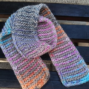 Long Chunky Scarf PDF Knitting Pattern, Knitting Pattern Long Chunky Scarf Digital Download, Knit Long Chunky Garter Stitch Scarf Pattern