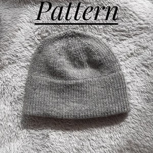 Double Brim Cuffed Beanie Pattern, Woman Winter Hat Knitting Pattern in Downloadable PDF for Advanced Beginners