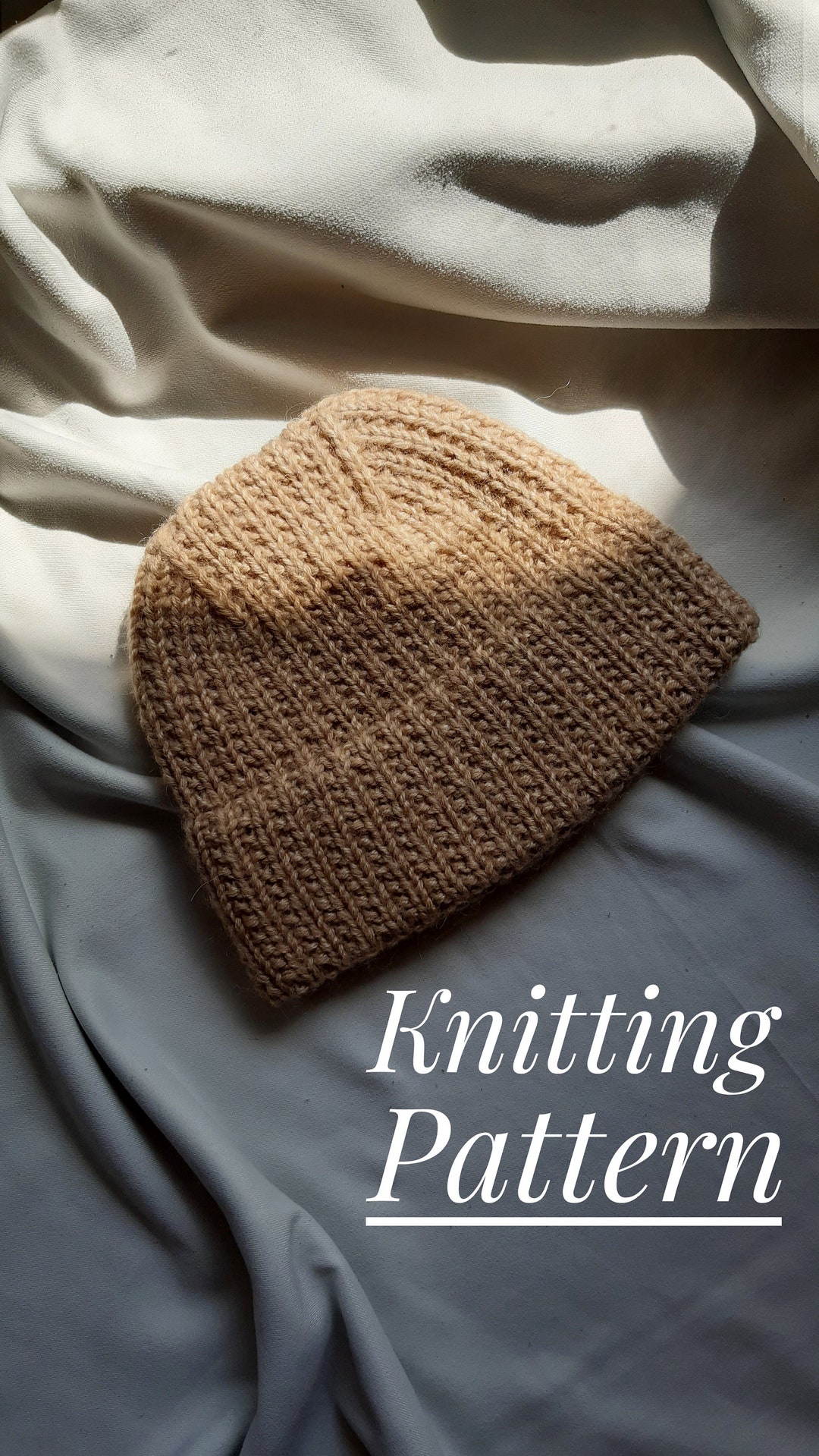 Varigated Ribbed Beanie Pattern Ribbed Beanie Knitting Pattern, Womans Double Brim Hat, Knit Fisherman ...