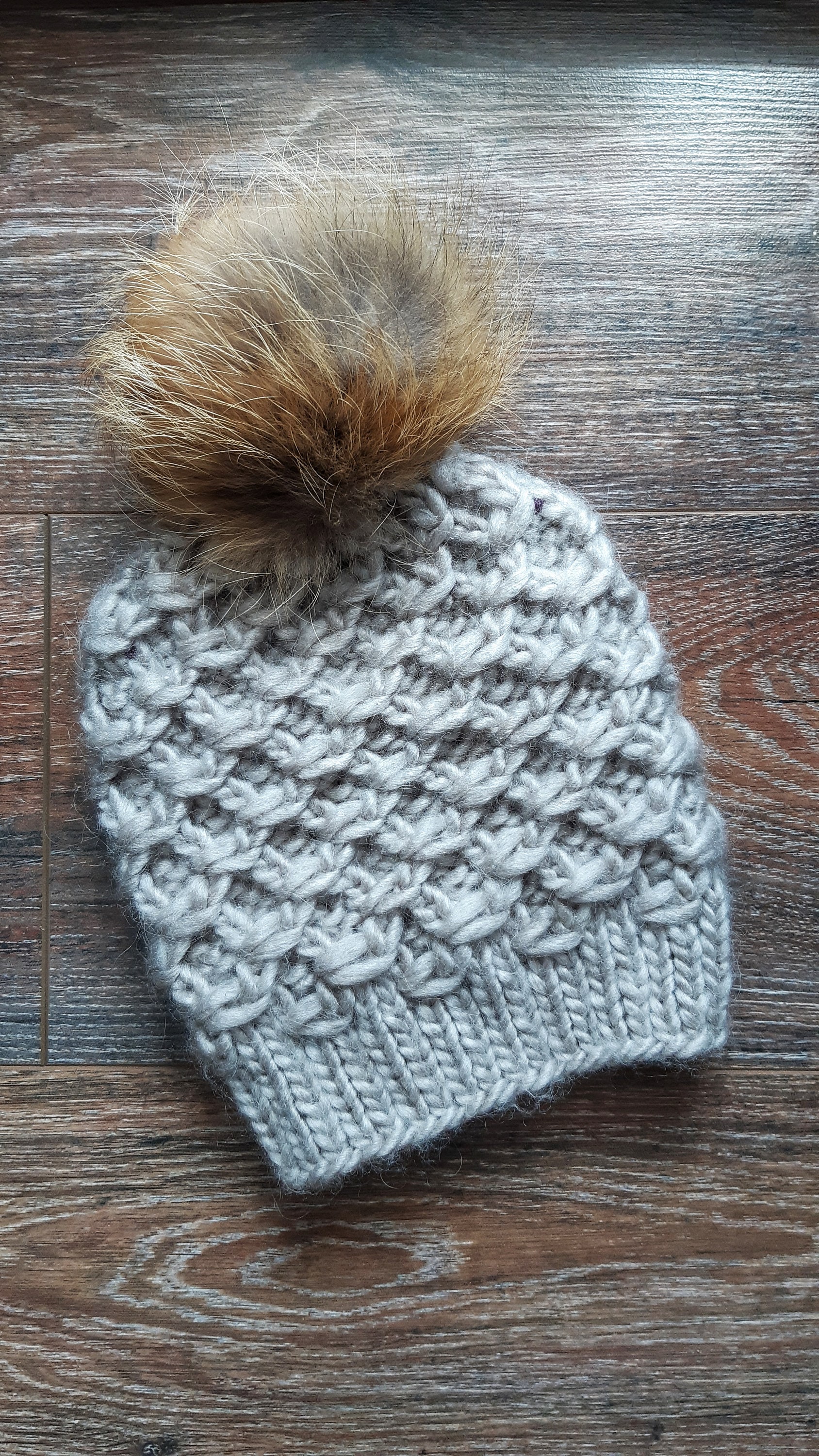 Beanie Hat Knitting Pattern, Bulkytextured Knit Winter Hat, Knitted ...