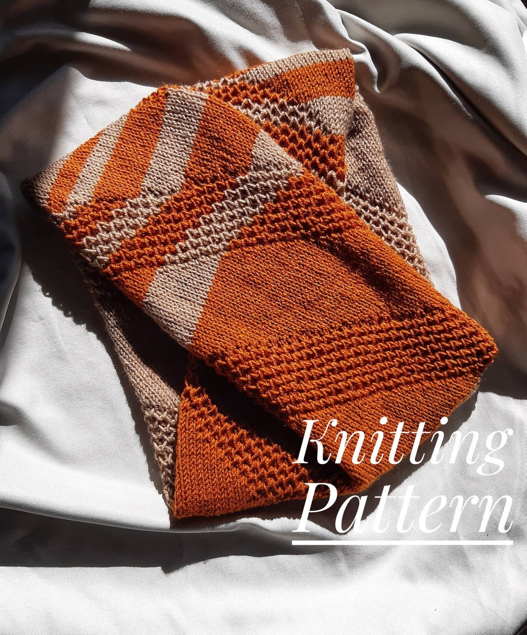 Boho Circle Scarf Knitting Pattern, DIY Multi Color Knit Cowl for Fall